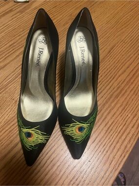 J. Renee Peackock Feather Heels Size 8.5